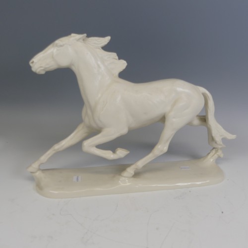 227 - A large Rosenthal white porcelain model of a galloping Horse, stamped 'Rosenthal Germany Kunstabteil... 