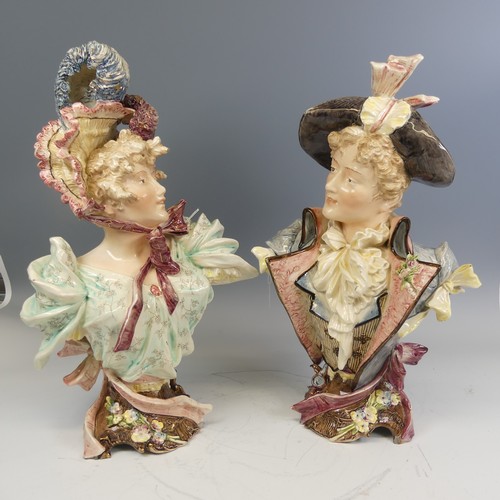 244 - A pair of large late 19th / early 20th century German continental porcelain Busts, modelled as a boy... 