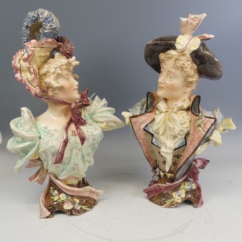 244 - A pair of large late 19th / early 20th century German continental porcelain Busts, modelled as a boy... 