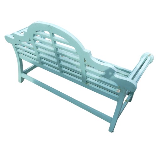 352 - A Lutyens style painted teak Garden Seat / Bench, W 167 cm x H 103.5 cm x D 56 cm.