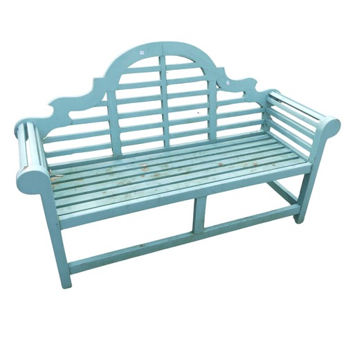 352 - A Lutyens style painted teak Garden Seat / Bench, W 167 cm x H 103.5 cm x D 56 cm.