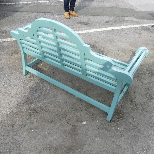 352 - A Lutyens style painted teak Garden Seat / Bench, W 167 cm x H 103.5 cm x D 56 cm.