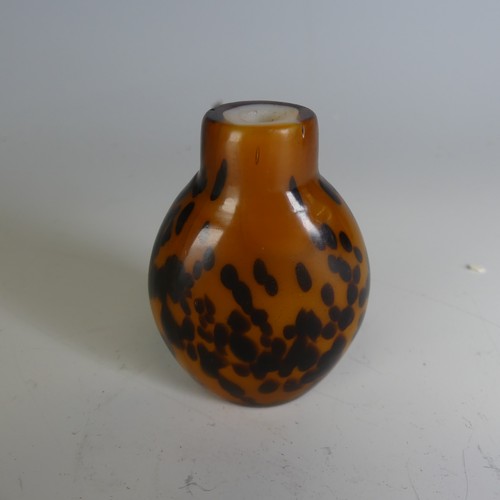 191 - A 19thC Chinese tortoiseshell glass Snuff Bottle, lacking stopper, H 6.3cm, pg. 38 in Chinese Snuff ... 