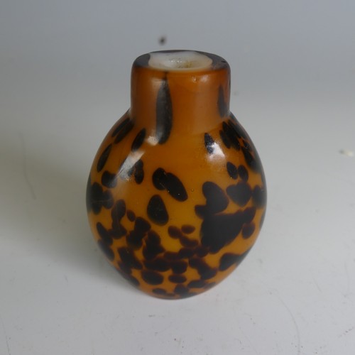 191 - A 19thC Chinese tortoiseshell glass Snuff Bottle, lacking stopper, H 6.3cm, pg. 38 in Chinese Snuff ... 