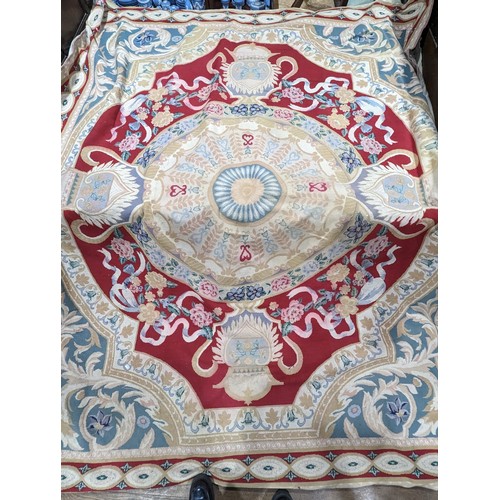 720 - A pair of antique woolwork tapestry Cushions, 61cm square (including tassels), tapestry repaired and... 