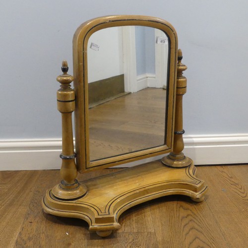 672 - A painted and lacquered pine Regency inspired dressing table Mirror, arched mirror plate above serpe... 