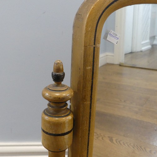 672 - A painted and lacquered pine Regency inspired dressing table Mirror, arched mirror plate above serpe... 