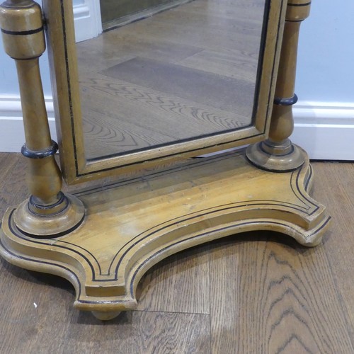 672 - A painted and lacquered pine Regency inspired dressing table Mirror, arched mirror plate above serpe... 