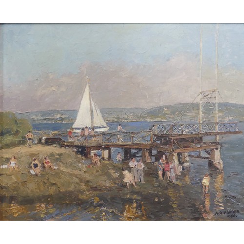 329 - A. G. Horner (Mid-20th century), A Summers Day, Oslo, oil on board, signed and dated 1956 lower righ... 