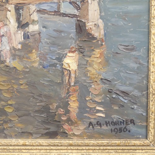 329 - A. G. Horner (Mid-20th century), A Summers Day, Oslo, oil on board, signed and dated 1956 lower righ... 