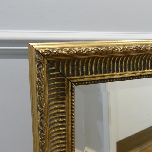 698 - A contemporary antique style giltwood framed rectangular wall Mirror, W 101 cm x H 75 cm.... 