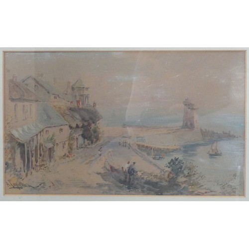 325 - Alfred Leyman (British, 1856-1933), Lynmouth, watercolour, signed lower right, 25cm x 42cm, faded, f... 