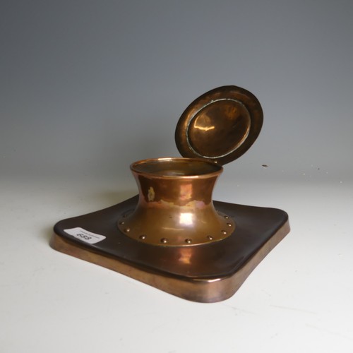 688 - An Arts and Crafts copper Inkwell manufactured by Rathbone, of Capstan form, base stamped 'Rathbone ... 