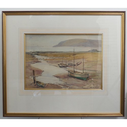 292 - Alexander Caruthers Gould (1870-1948), At Porlock Weir, watercolour, signed, 24cm x 34cm, together w... 