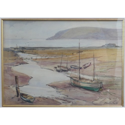 292 - Alexander Caruthers Gould (1870-1948), At Porlock Weir, watercolour, signed, 24cm x 34cm, together w... 