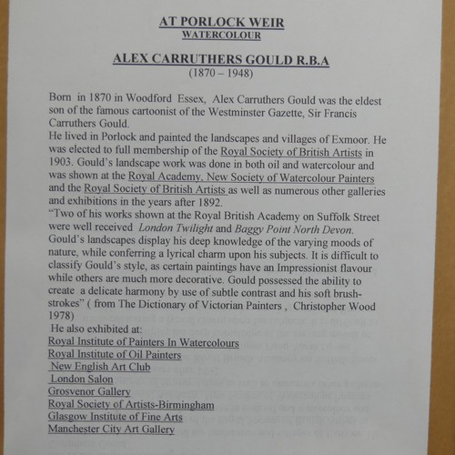 292 - Alexander Caruthers Gould (1870-1948), At Porlock Weir, watercolour, signed, 24cm x 34cm, together w... 