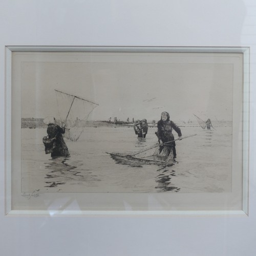 287 - Lionel Percy Smythe (British, 1839-1918), French Shrimpers, signed etching, image size 17cm x 29cm, ... 