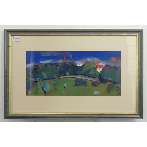 307 - Gary Embury (Modern British), Landscape, guoache, 15cm x 30cm, together with a limited edition colou... 