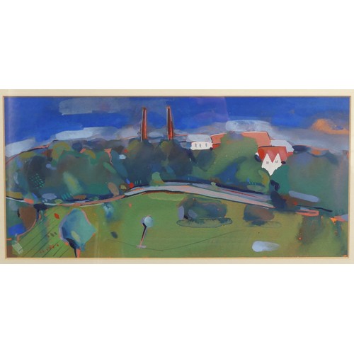 307 - Gary Embury (Modern British), Landscape, guoache, 15cm x 30cm, together with a limited edition colou... 