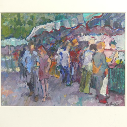 270 - Pat Preater (Modern British), Street Market, acrylic on board, signed, 15cm x 20cm, framed.... 