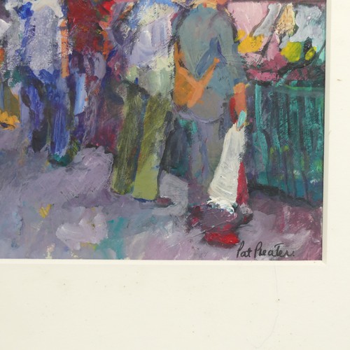 270 - Pat Preater (Modern British), Street Market, acrylic on board, signed, 15cm x 20cm, framed.... 