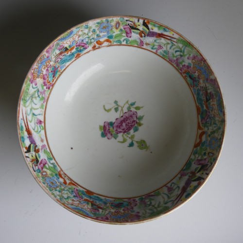 171 - A 19thC Chinese porcelain famille rose Bowl, with colourful enamels depicting figures and interior s... 