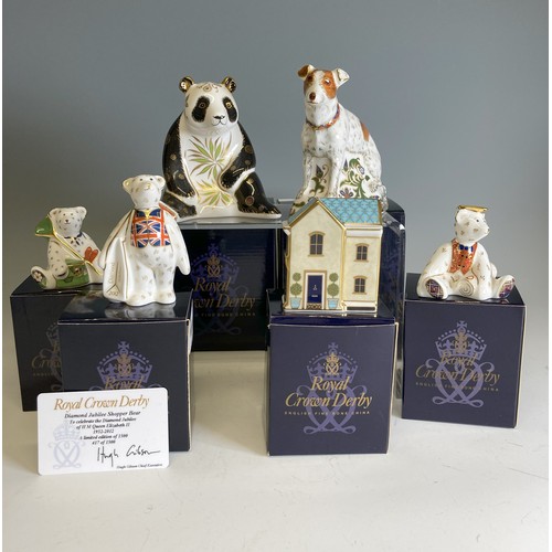 230 - A small quantity of Royal Crown Derby, to comprise three paperweights, Sweet Shop, Jack Russell and ... 