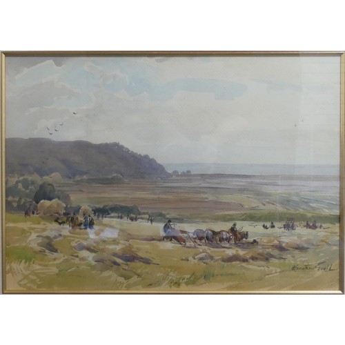 291 - Alexander Caruthers Gould (1870-1948), Harvesting at Porlock, watercolour, signed, 33cm x 47cm, fram... 