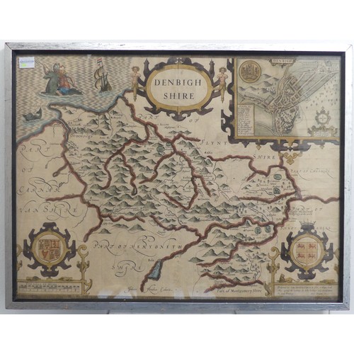 335 - Speede (John), Denbighshire, circa 1610, hand coloured map, inset plan of Denbigh, sold by John Sudb... 