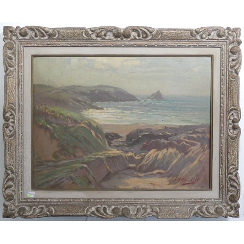 308 - William F. Burchell (fl.1909-1937), No.1 Winter Sunshine at Newquay, oil on canvas board, signed low... 