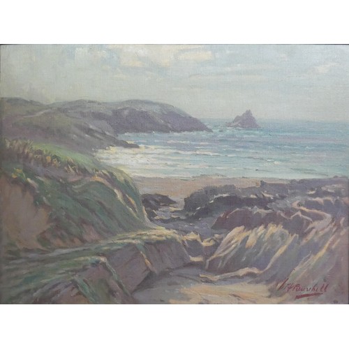 308 - William F. Burchell (fl.1909-1937), No.1 Winter Sunshine at Newquay, oil on canvas board, signed low... 