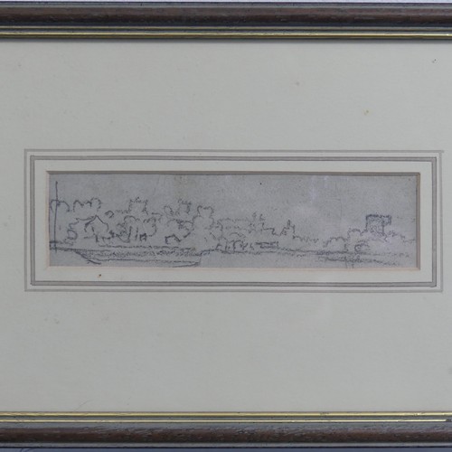 272 - John Varley (1778-1842), Landscape, pencil sketch, 4cm x 16cm, framed, together with two other pictu... 