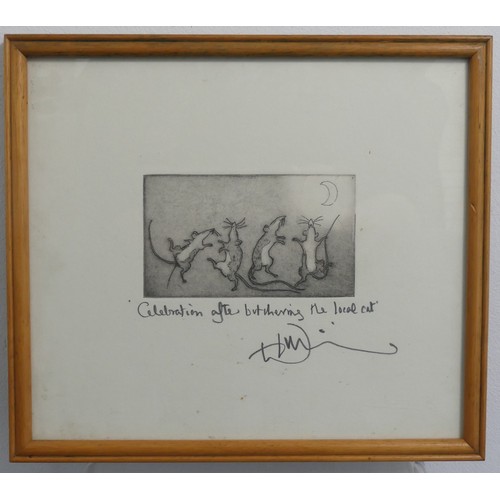 289 - Julian Williams (b. 1953), ‘Celebration after butchering the local cat’, etching, signed and titled ... 