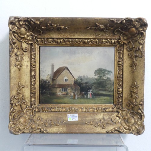 271 - 18th century School, The Roadside Inn, oil on panel, indistinctly signed, 19cm x 27cm, signed, frame... 