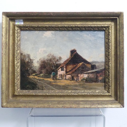 271 - 18th century School, The Roadside Inn, oil on panel, indistinctly signed, 19cm x 27cm, signed, frame... 