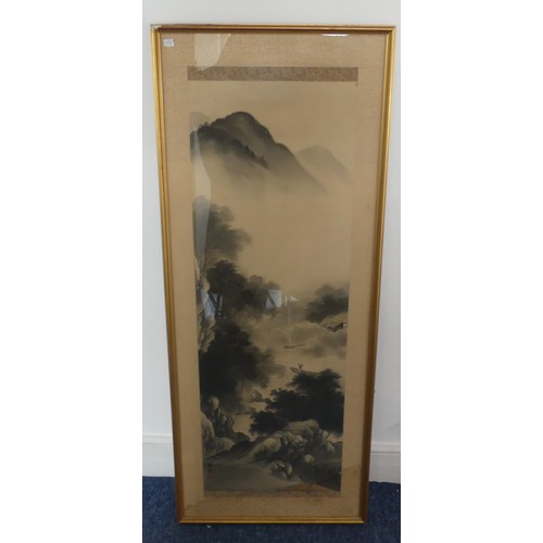 155 - Chinese School, Junks at Sea, oil on canvas, a pair, 20cm x 16cm, framed, together with three other ... 