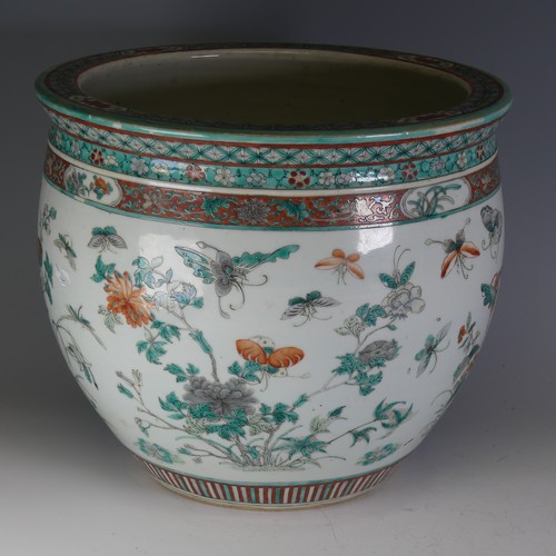 199 - An early 20thC Chinese porcelain blue and white Jardiniere, decorated with figures flanking a large ... 