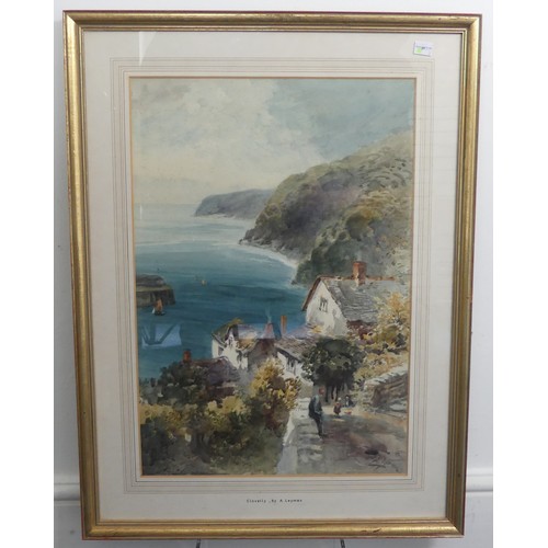 323 - Alfred Leyman (British, 1856-1933), Clovelly, watercolour, signed lower right, 54cm x 37cm, framed a... 