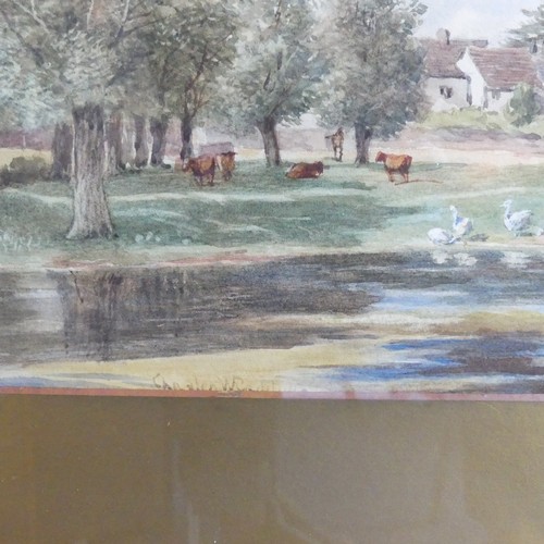 322 - Charles Walter Radcliffe (1870-1903), watercolour, Farm buildings in a rural landscape, and a coasta... 