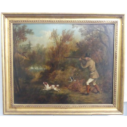 309 - Richard Barrett Davis (1782-1854), A pheasant shoot, oil on board, 43cm x 53cm, framed. Provenance: ... 