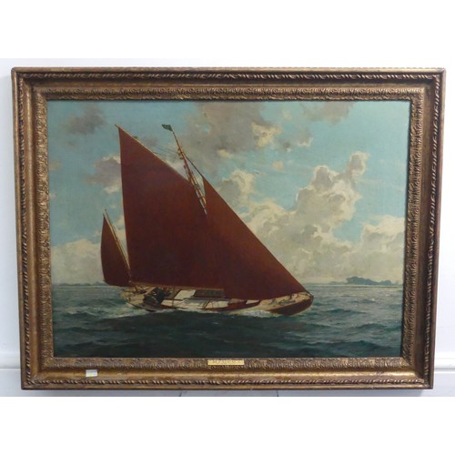 295 - Charles Murray Padday (British, 1868-1954), Yacht in full sail at sea, oil on canvas, signed lower r... 