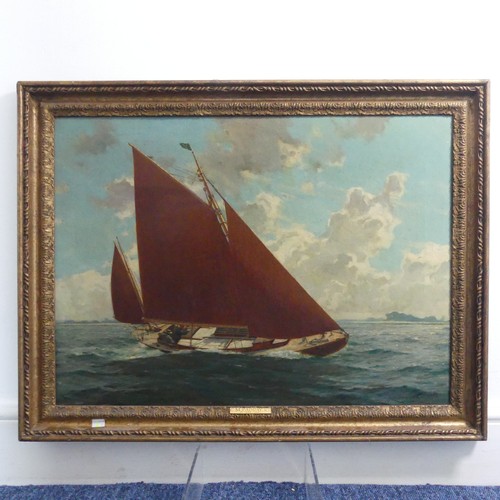 295 - Charles Murray Padday (British, 1868-1954), Yacht in full sail at sea, oil on canvas, signed lower r... 