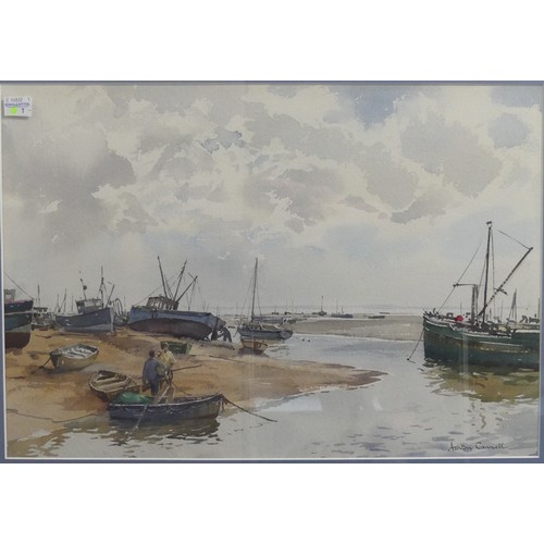 316 - Edward Ashton Cannell RSMA (1927-1994), Fishing boats at low water, watercolour, signed ‘Ashton Cann... 