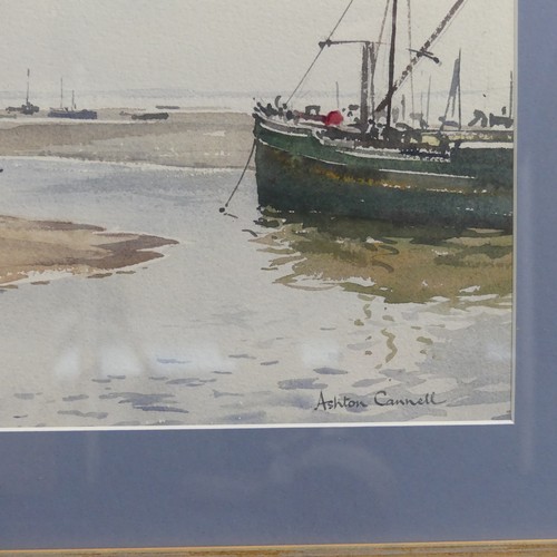 316 - Edward Ashton Cannell RSMA (1927-1994), Fishing boats at low water, watercolour, signed ‘Ashton Cann... 