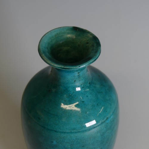 87 - An antique Chinese turquoise monochrome Vase, of baluster form, H 17cm.Provenance - The Damien Parso... 