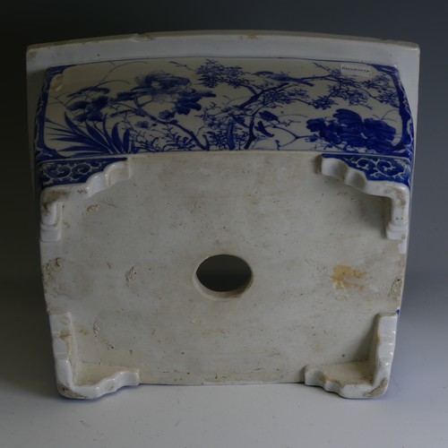 109 - A 20thC Japanese Seto porcelain Planter, of rectangular form, decorated in underglaze blue depiction... 