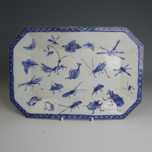 109 - A 20thC Japanese Seto porcelain Planter, of rectangular form, decorated in underglaze blue depiction... 