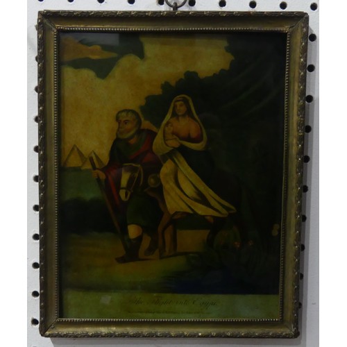 276 - A pair of George III reverse glass mezzotints, ‘The Flight into Egypt’ and ‘The Return from Egypt’, ... 