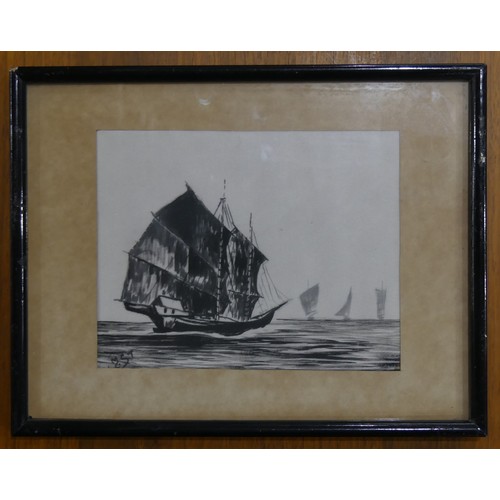 173 - Abu Bakar Ibrahim, Chinese Junk, watercolour, signed to the bottom left, 'A. B. IBRAHIM', 27.5 cm x ... 