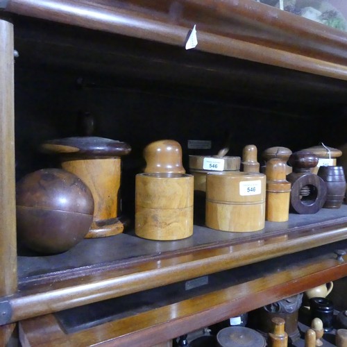 546 - A large quantity of late 19th / early 20th century Treen, including ; string boxes, medicine bottle ... 